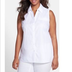 Foxcroft Tops - White Foxcroft Sleeveless Button Down (20W) Foxcroft Tops - White Foxcroft Sleeveless Button Down (20W)